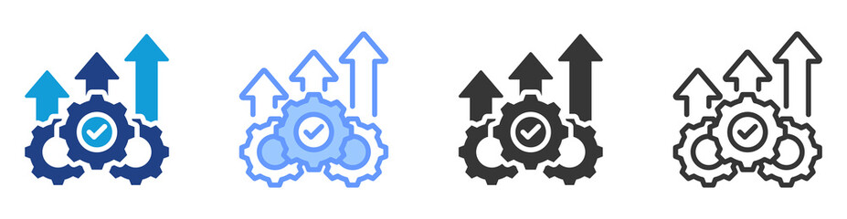 Operational efficiency icon set multiple style collection