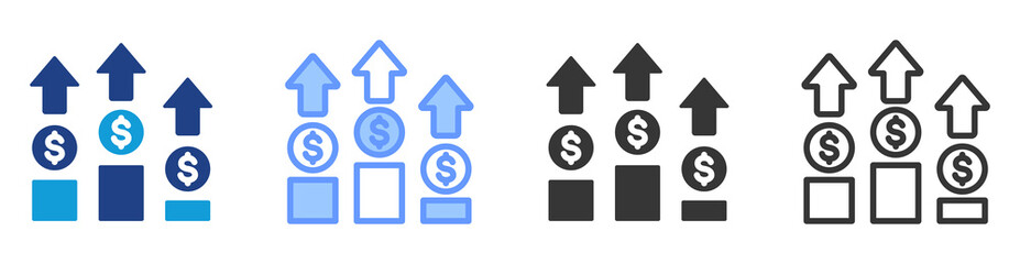 Competitive advantage icon set multiple style collection