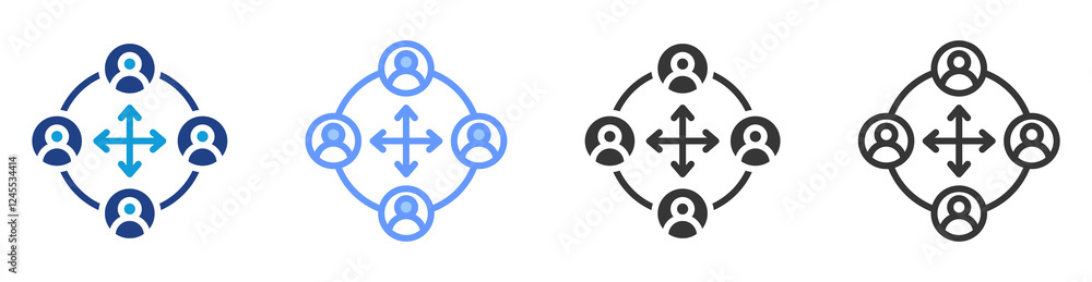 Poster Cross functional team icon set multiple style collection