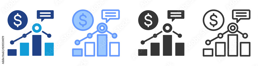Poster Market analysis icon set multiple style collection