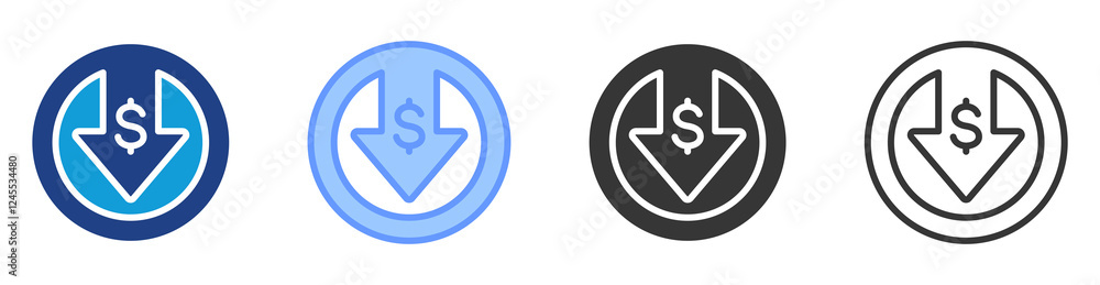 Poster Cost reduction icon set multiple style collection