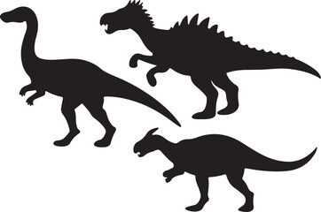 Dinosaur silhouette vector and illustration design on a white background.