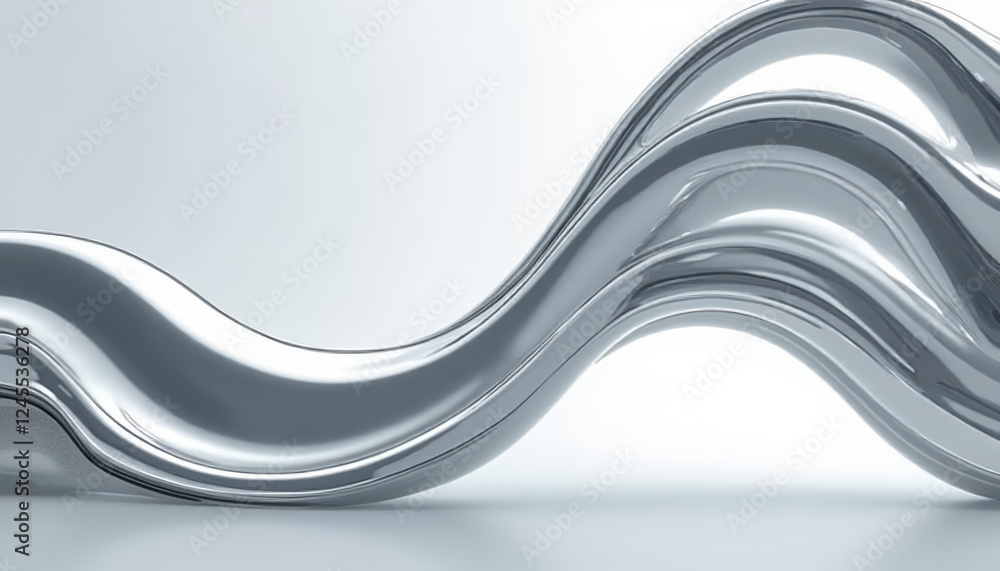Poster futuristic chrome texture background with polished silver and subtle reflections, featuring smooth c