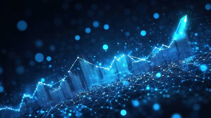 Upward trending blue glowing data graph.