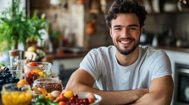 healthy eating and diet concept - natural food on table