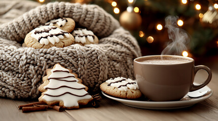 Fototapeta premium cozy christmas morning with cookies