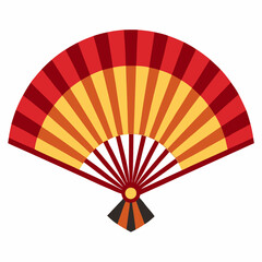 Fan illustration in vibrant red and yellow colors
