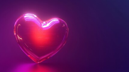 Retro Neon Glowing Heart Symbol in Pink and Red Colors