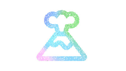 Icon volcano is made up of LED square shapes. There are bright diodes and there are black dead diodes