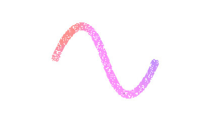 Icon wave sine is made up of LED square shapes. There are bright diodes and there are black dead diodes