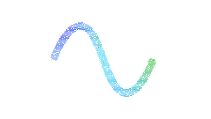 Icon wave sine is made up of LED square shapes. There are bright diodes and there are black dead diodes