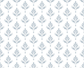 Flower geometric pattern. Seamless vector background. White and gray ornament. Ornament for fabric, wallpaper, packaging. Decorative print