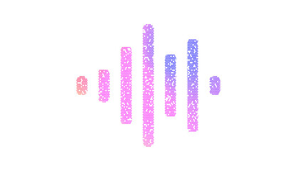 Icon waveform is made up of LED square shapes. There are bright diodes and there are black dead diodes