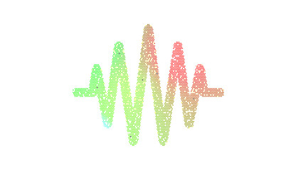 Icon waveform path is made up of LED square shapes. There are bright diodes and there are black dead diodes