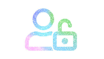 Icon user unlock is made up of LED square shapes. There are bright diodes and there are black dead diodes