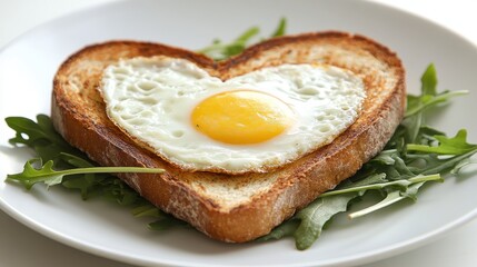 Avocado Sandwich with Fried Egg - sliced avocado and egg on toasted bread with arugula for healthy breakfast or snack.