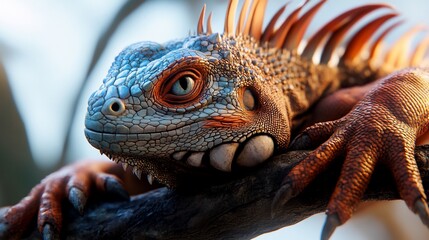 Fototapeta premium Majestic Iguana: A Vibrant Portrait of Nature's Beauty