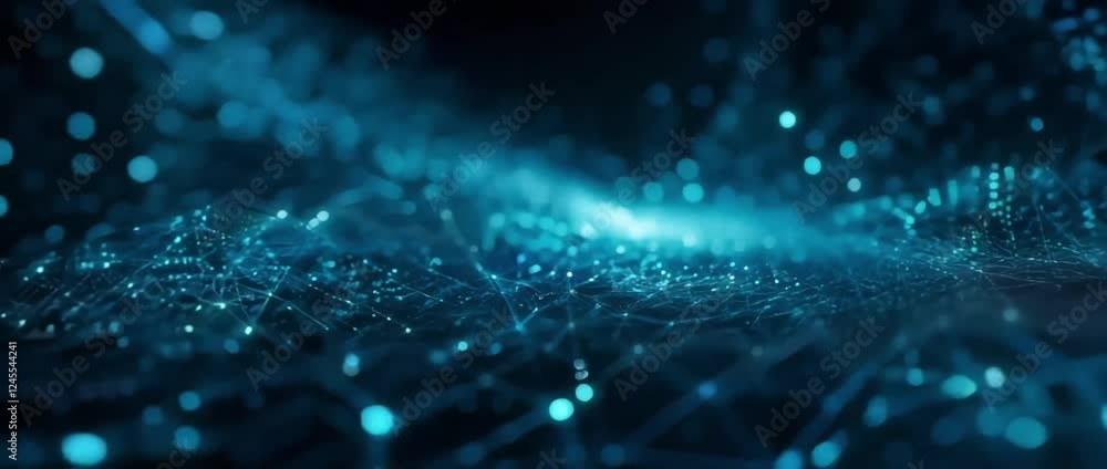 Poster future tech abstracts deep blue data stream background