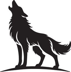 howling wolf logo clip art silhouette icon design vector art illustration