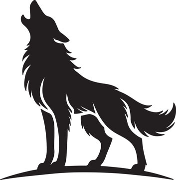 howling wolf logo clip art silhouette icon design vector art illustration