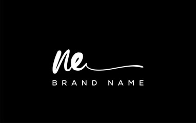 NE letter beauty handwriting vector logo.