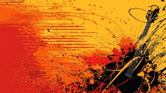 Abstract guitar music splash background design
