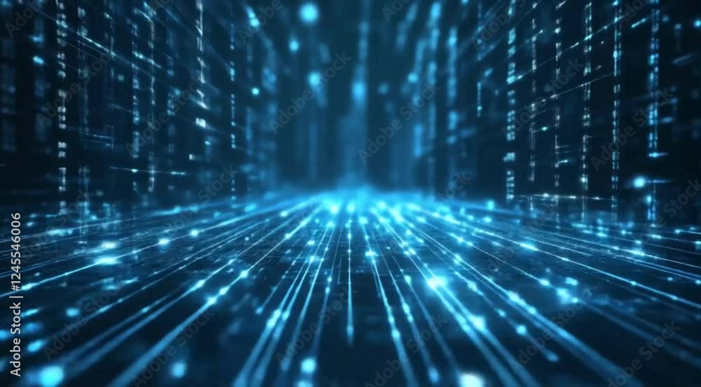 Poster future tech abstracts deep blue data stream background