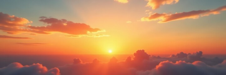 Fototapeta premium Thin wispy clouds scattered against a brightening orange sky, cloud, sunset, serenity