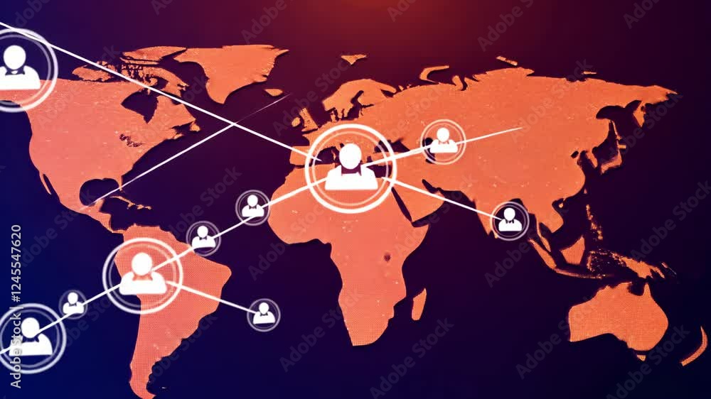 Poster global connectivity and networking across continents in a digital interface