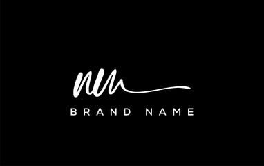 NM letter beauty handwriting vector logo.