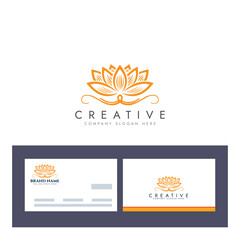 Fototapeta premium Abstract lotus logo vector design, Stylized lotus flower icon with business card