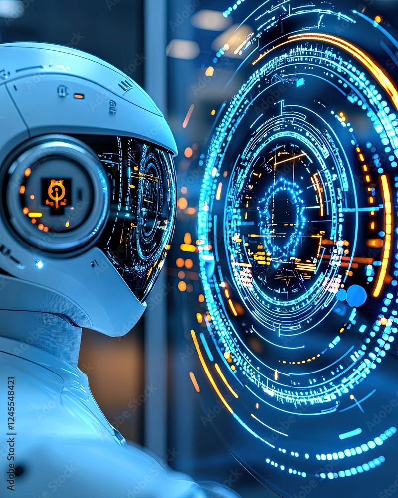 Poster sleek and modern ai-powered medical assistant with futuristic interface and advanced technology feat