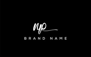 NP letter beauty handwriting vector logo.