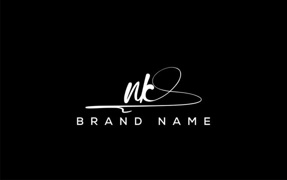NK letter beauty handwriting vector logo.
