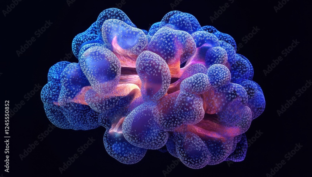 Aufkleber vibrant abstract digital rendering of colorful coral shapes with luminous effects and textured surfa