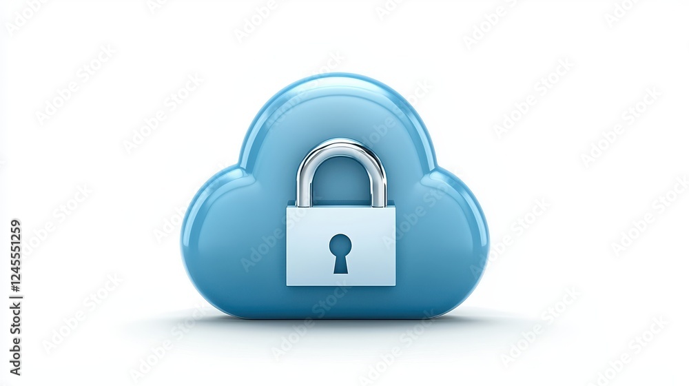 Poster cloud security, protecting your data with secure lock and encryption in the cloud