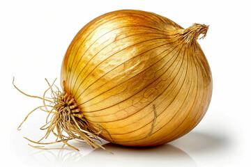 Golden onion on white background