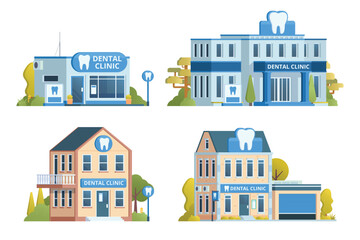 Dental Clinic Building Collection Vector Illustration. Fully Editable Elements.