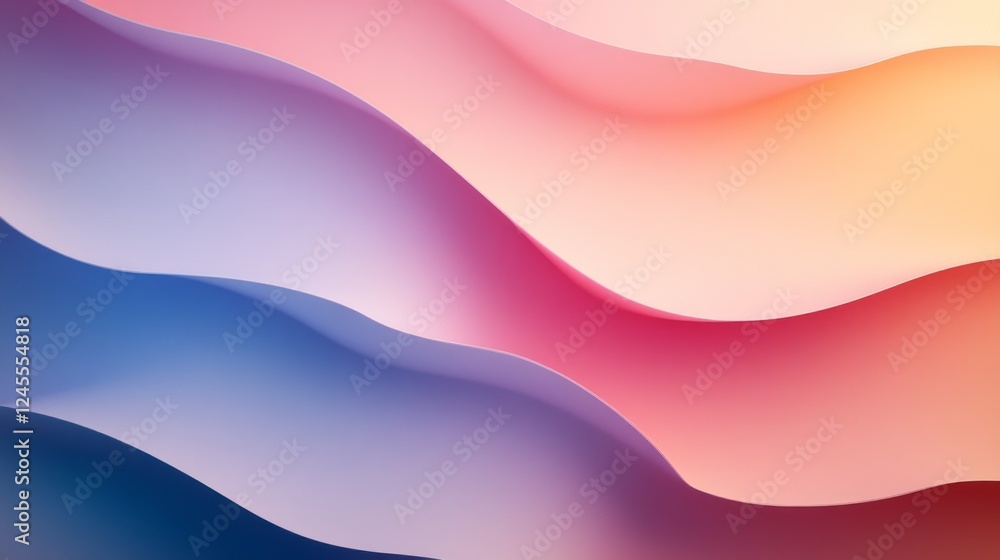 Poster soft waves of color blend seamlessly, evoking a tranquil atmosphere reminiscent of a dreamy sunset. 