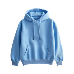 Cozy Fleece Hoodie in Light Blue Isolated on Transparent Background