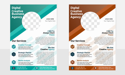 Modern a4 corporate business flyer template design with 2 colour 