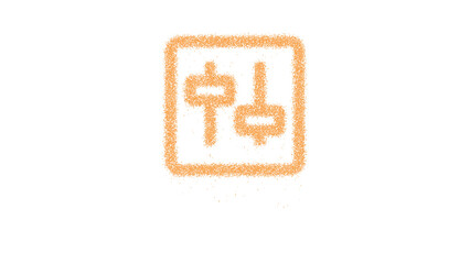 Icon sliders v square is made of yellow grains of sand. Some grains of sand fall down. Transparent background. Black