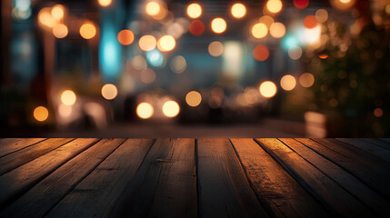 Wood table surround by light broken indoor celebrate tone