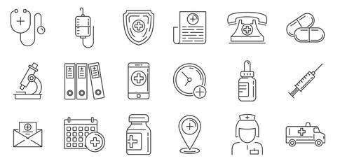 Medical icon. Medical icon set. Linear style. EDITABLE