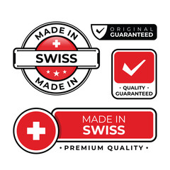 Badge bundle made in Swiss label icon emblem isolated on white background