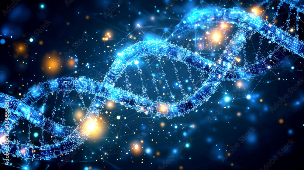 Poster abstract dna double helix: exploring the genetic code and molecular structure of life
