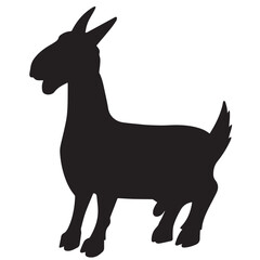 Cute cartoon hand drawn vector goat icon silhouette.