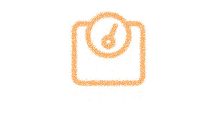 Icon weight is made of yellow grains of sand. Some grains of sand fall down. Transparent background. Black