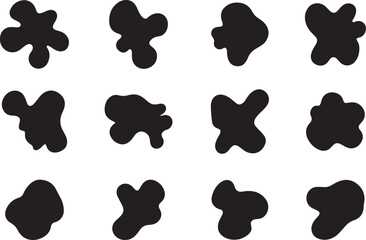 Abstract black blob shapes on transparent background.