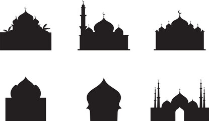 Islamic mosque vector art silhouette. Islamic symbols.